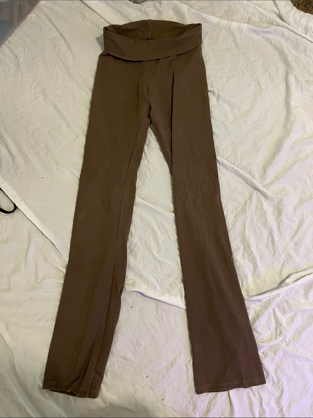 Fold-Over Waist Brown Flared/Active Pants